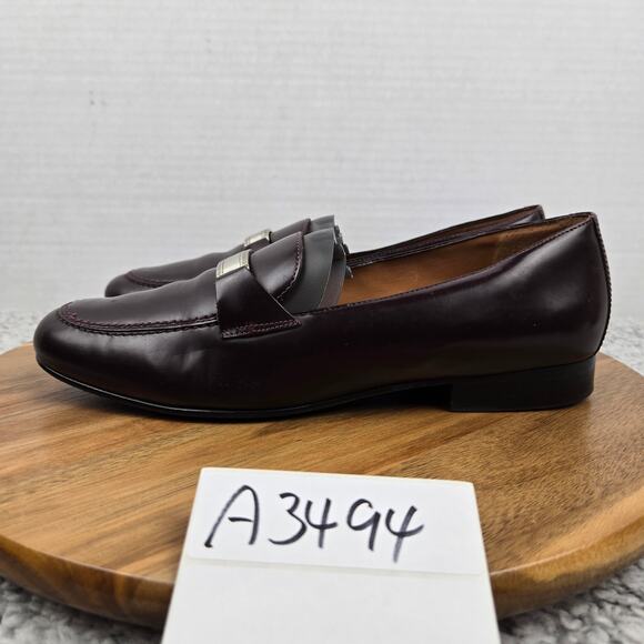 Lauren Ralph Lauren Burgundy Leather Casual Slip On Daily Loafer Womens 8.5 B - Picture 1 of 12